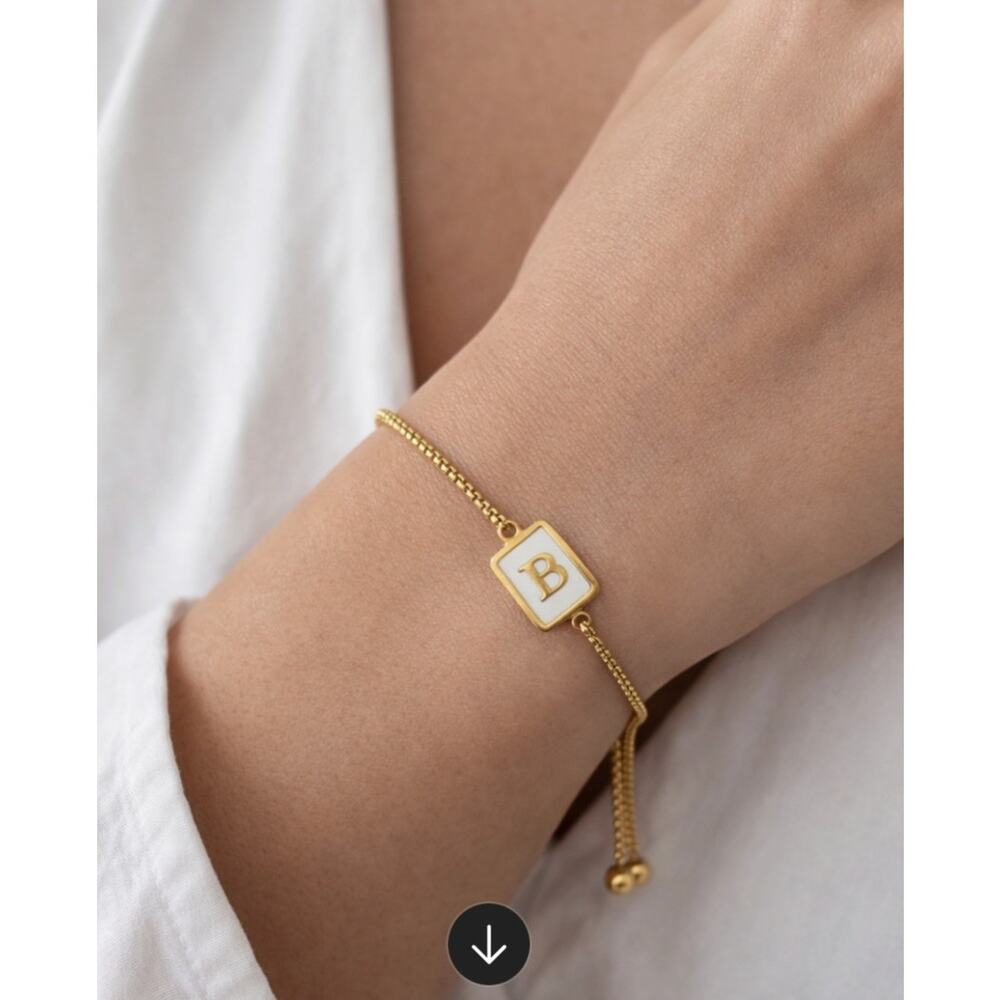Stainless Steel Initial Letter B Gold Bracelet New